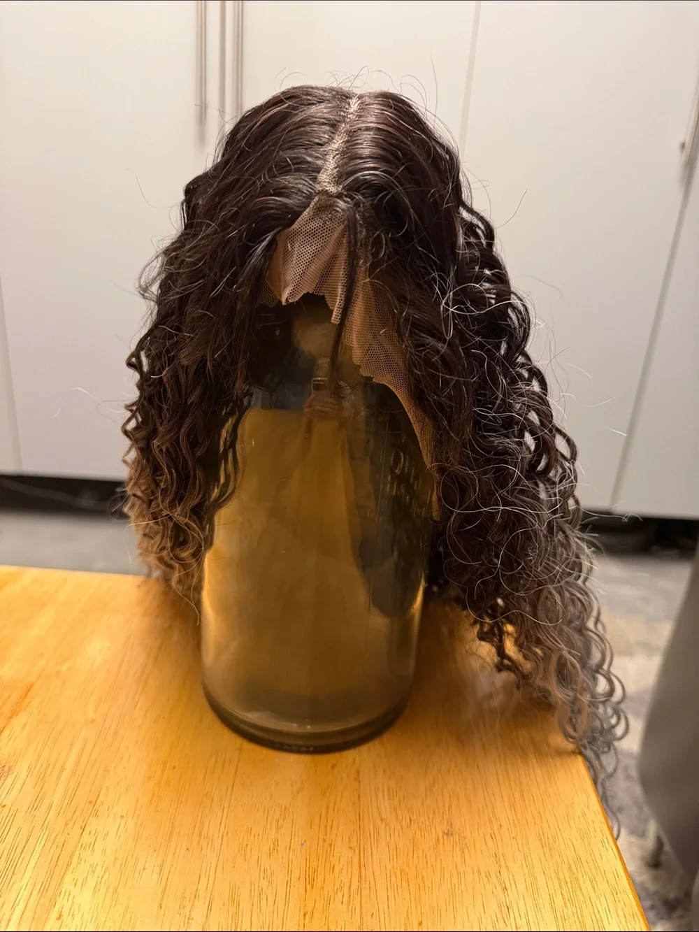Long Wavy Ombre Synthetic Wig — Black to Silver Gray